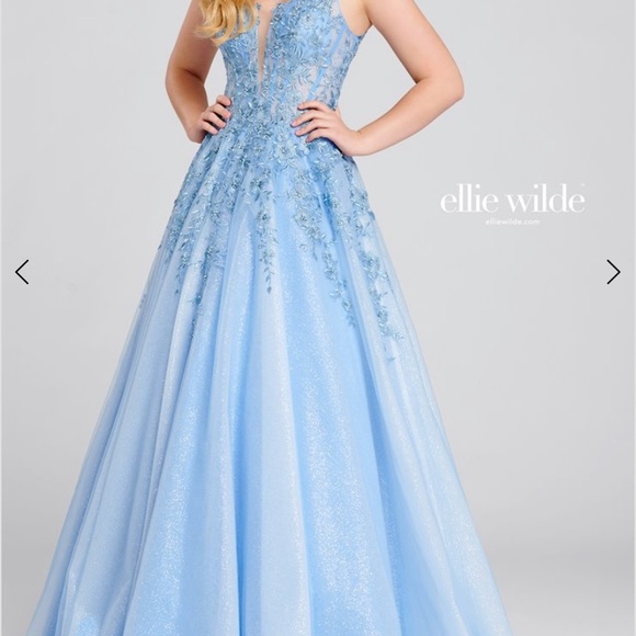 Ellie Wilde embroidered fit and flare sleeveless long Gown - Picture 4 of 11